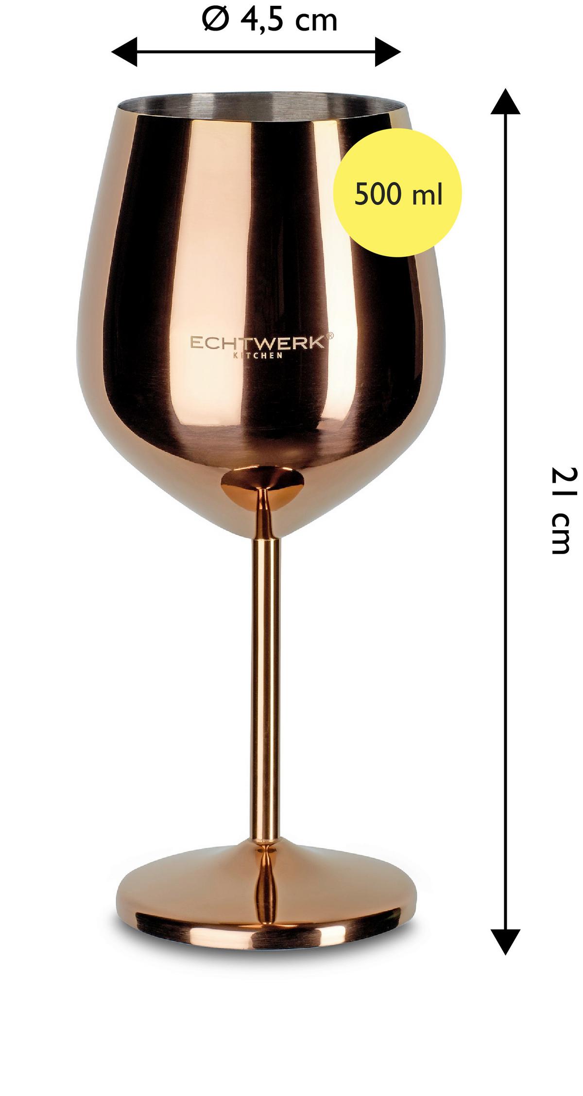 Borospohár Weingläser Set - rézszínű, Basics, fém (9,3/4,5/21cm) - Echtwerk