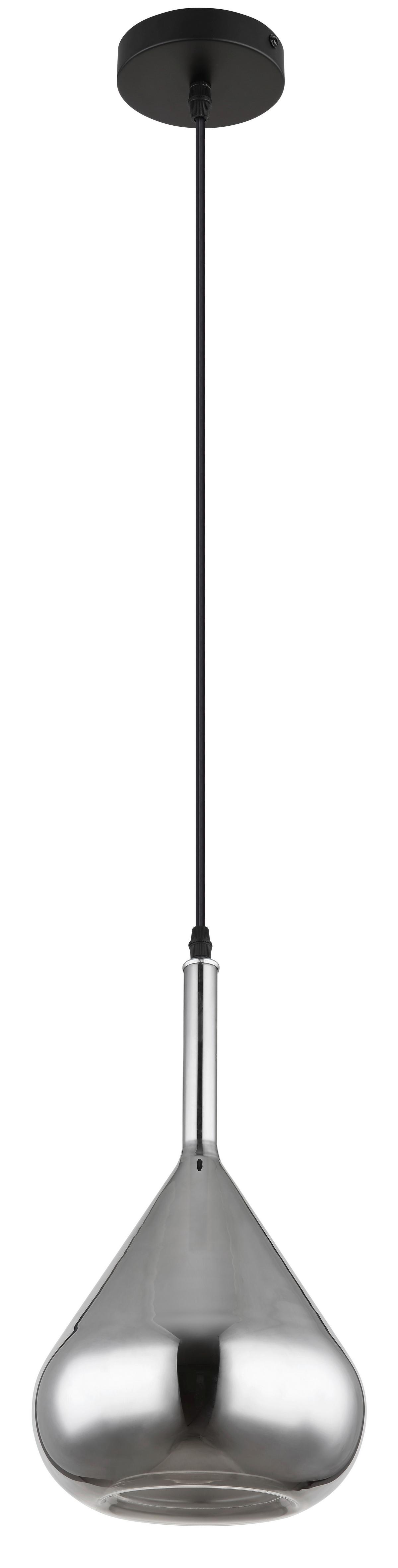 HÄNGELEUCHTE 15542 - Schwarz/Grau, Design, Glas/Metall (20/150cm) - Globo