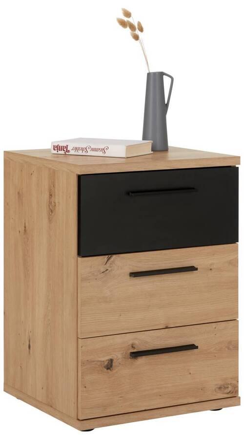 Éjjeliszekrény 3 Fiókkal Racer-Light - fekete/tölgyfa, Konventionell, műanyag/faalapú anyag (45,2/62,5/41,3cm)