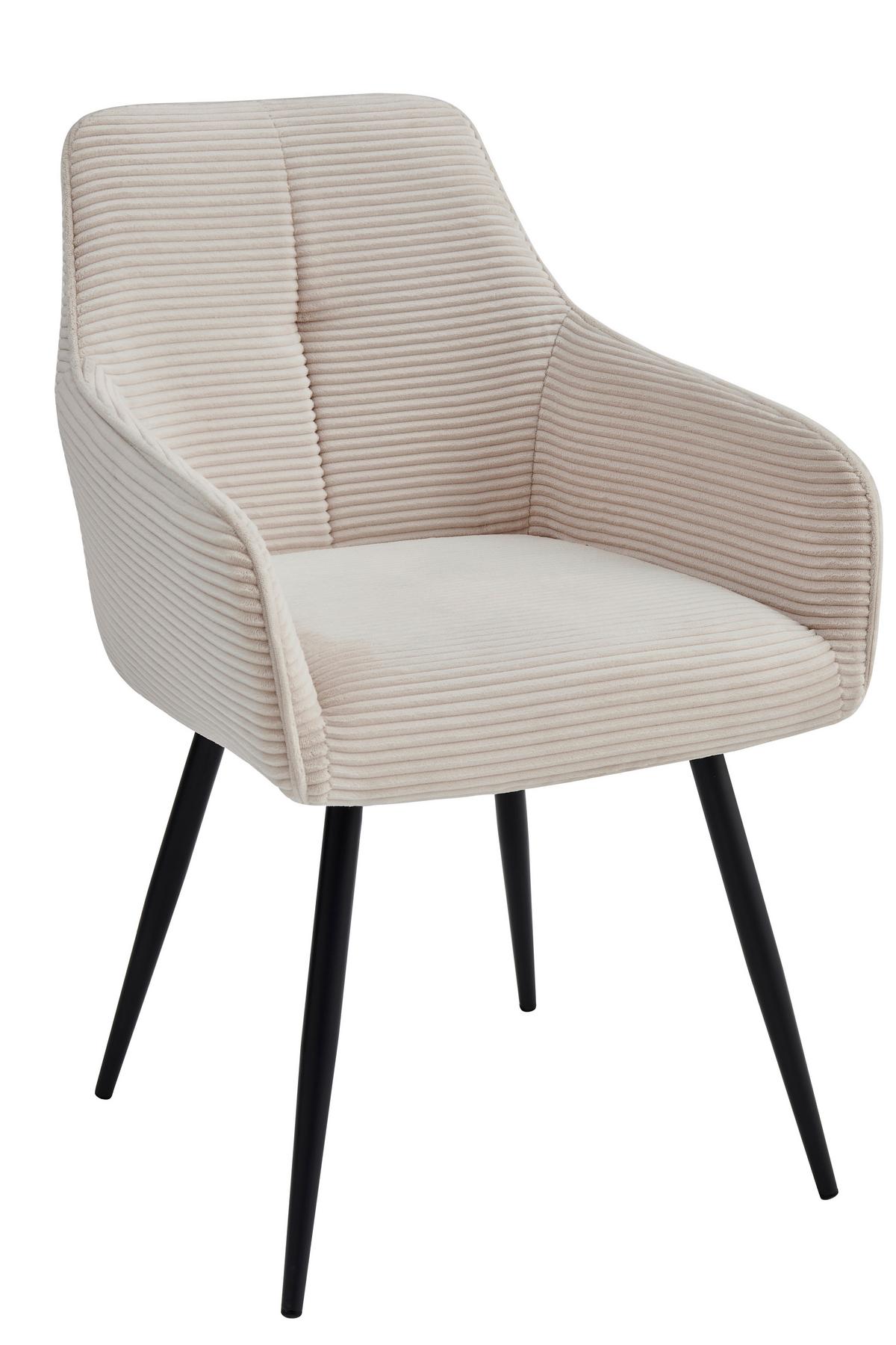 ARMLEHNSTUHL-SET VERONA II S 2ER-SET - Beige/Schwarz, MODERN, Textil/Metall (55/85/61cm) - P & B