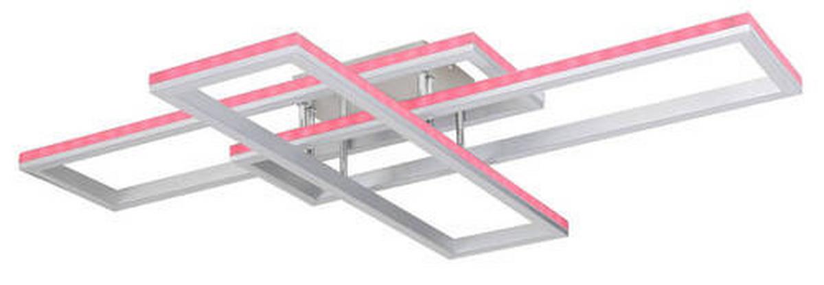 LED-Deckenleuchte Salmos Opal/Silberfarben max. 50 Watt - Silberfarben/Opal, Design, Kunststoff/Metall (100/69,5/13,5cm) - Globo