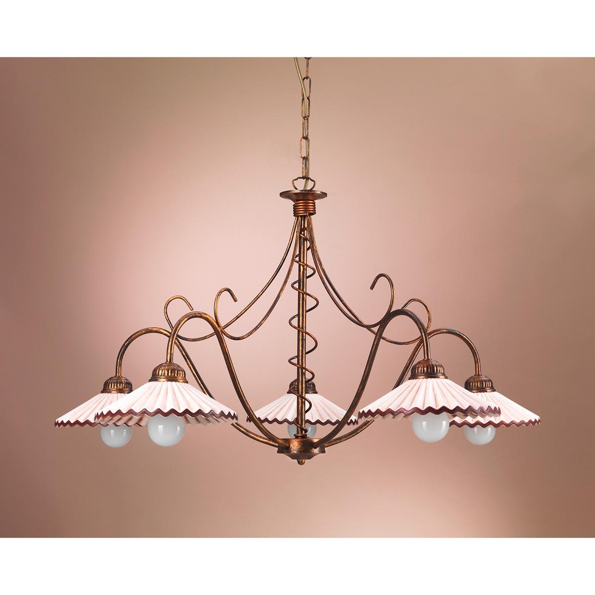 Kronleuchter Rosina Bersteinfarben max. 6 Watt - Bernsteinfarben, KONVENTIONELL, Keramik/Metall (85/110cm)