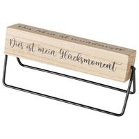 Dekoschild Glücksmoment II in Naturfarben/Schwarz - Schwarz/Naturfarben, Basics, Holz/Metall (20/9/7cm) - Modern Living