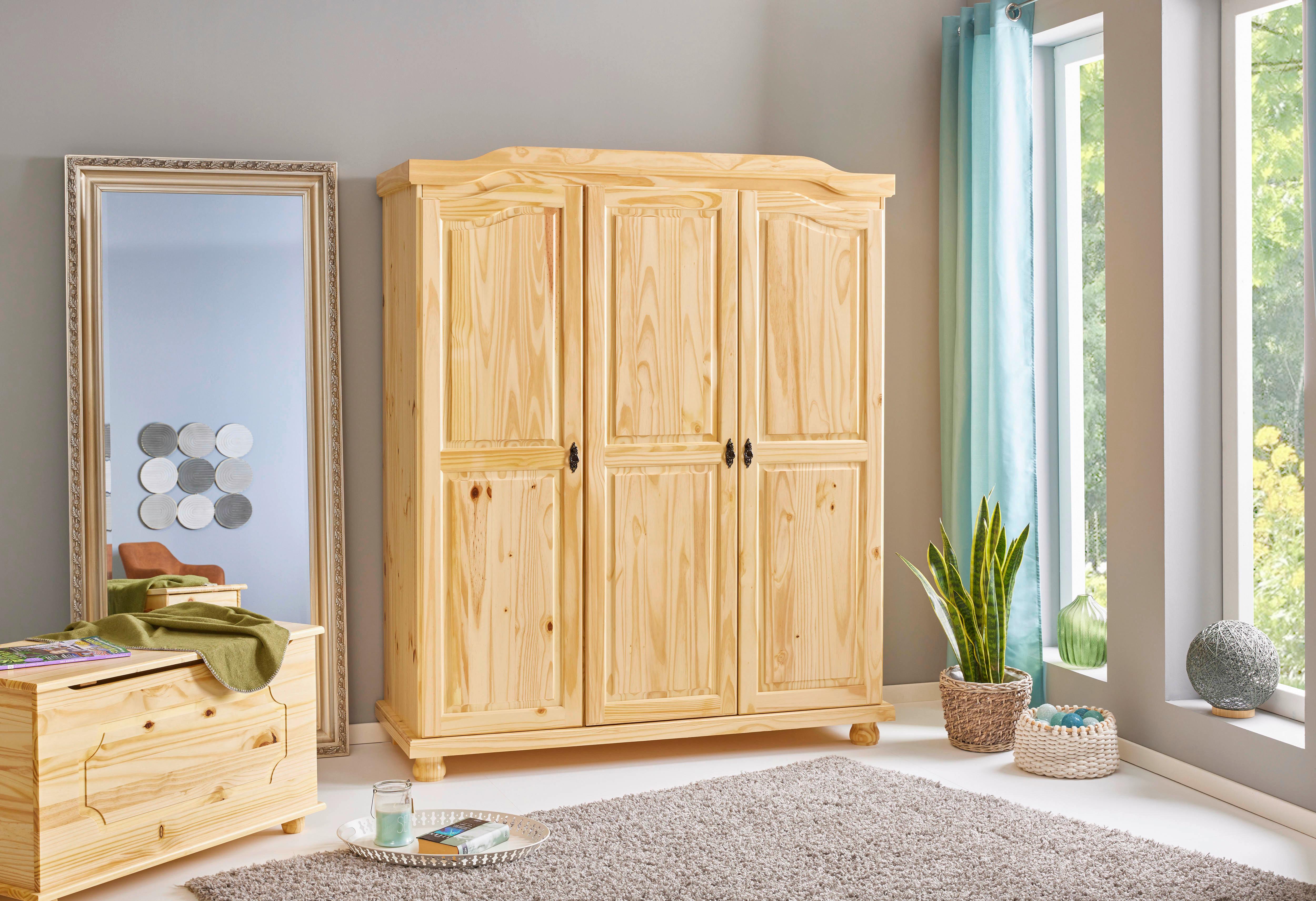 Drehtürenschrank Bern ca. 150x180x56 cm Naturfarben - Schwarz/Naturfarben, LIFESTYLE, Holz/Metall (150/180/56cm) - MID.YOU