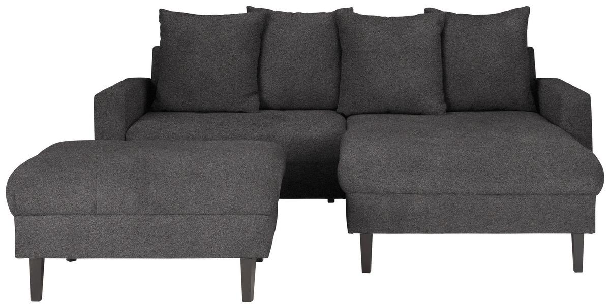 Ecksofa Boston Dunkelgrau - Dunkelgrau/Schwarz, Konventionell, Holz/Textil (215/92/160cm) - Based