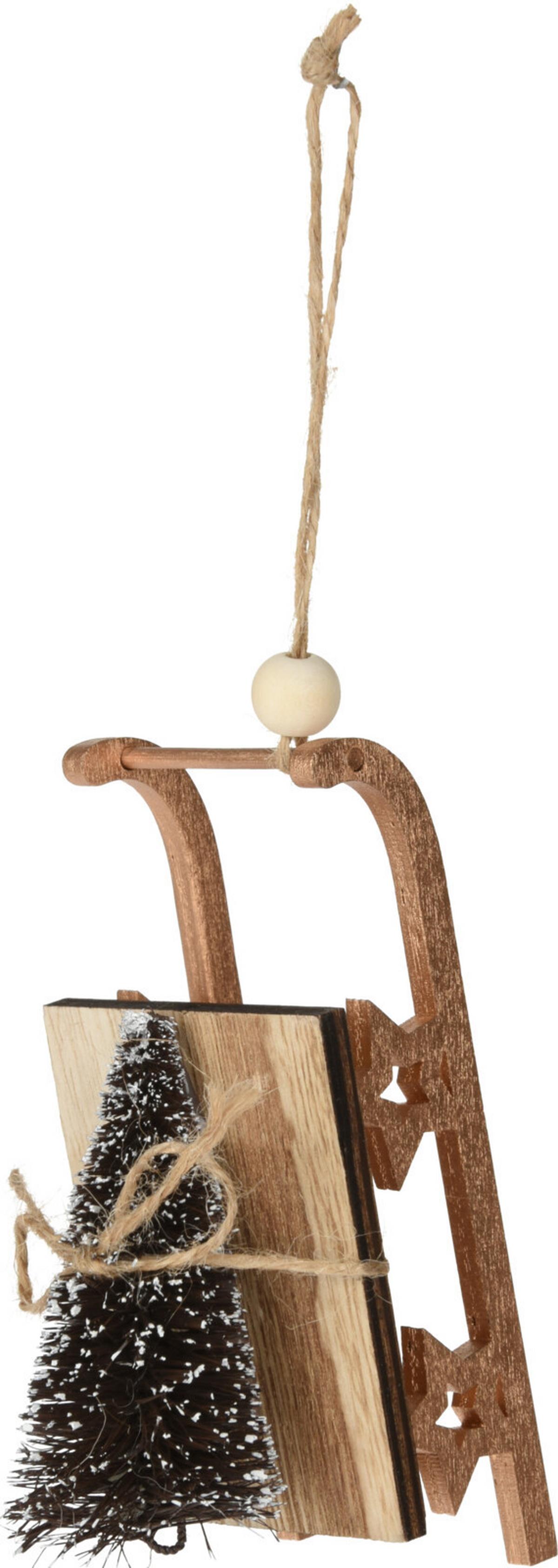 Dekor Szánkó Sleigh - natúr, textil/fa (11,5/5,5/6,5cm)