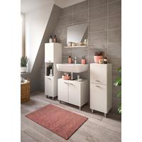 Badezimmer Boston 4-tlg. ca. 117 cm Weiß - Silberfarben/Weiß, MODERN, Glas/Holzwerkstoff (117cm) - MID.YOU