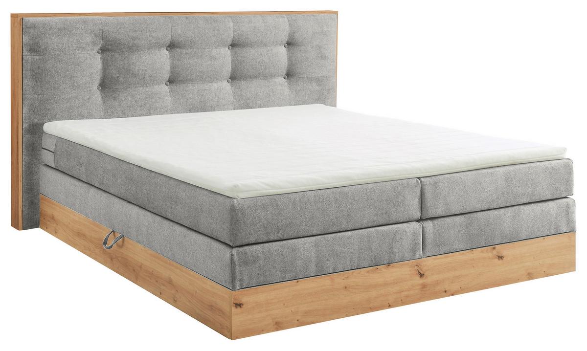 Boxspringbett Preston ca. 180x200 Hellgrau - Hellgrau, MODERN, Holz/Holzwerkstoff (180/200cm) - Livetastic