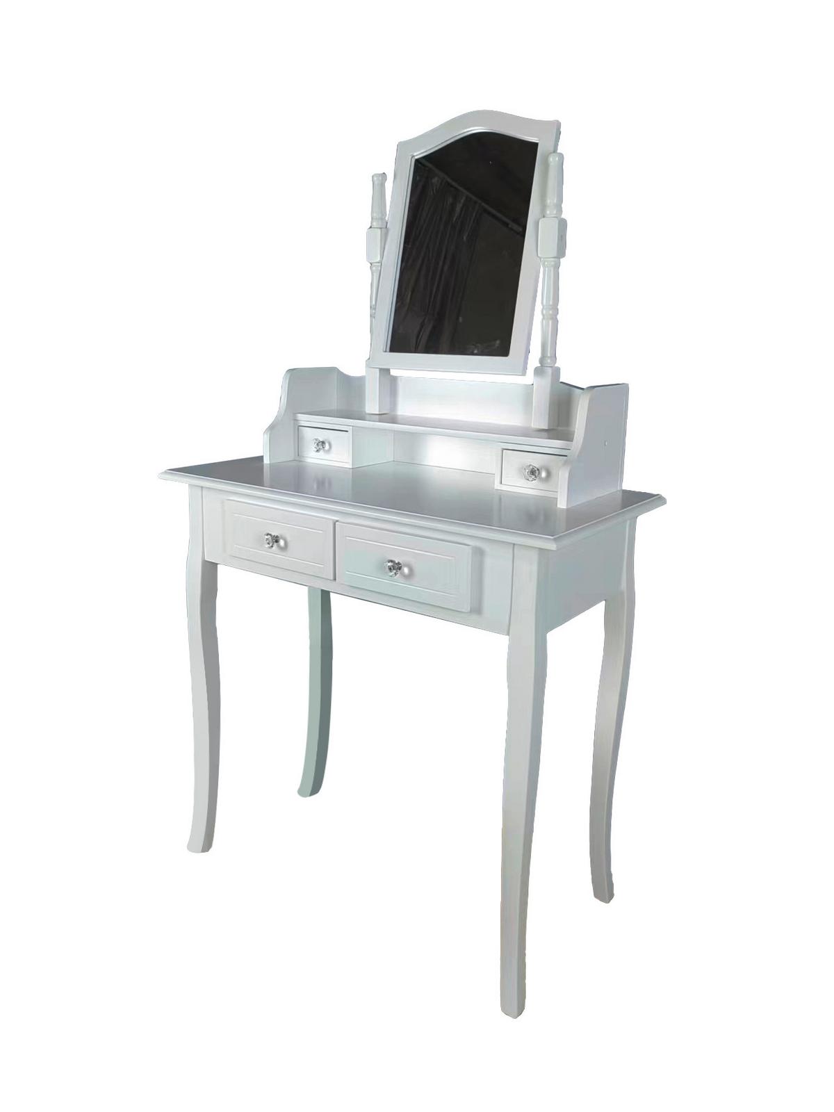 Măsuță de machiaj VANESSA 2 - alb, Modern, sticlă/lemn (80/142/40cm) - Modern Living