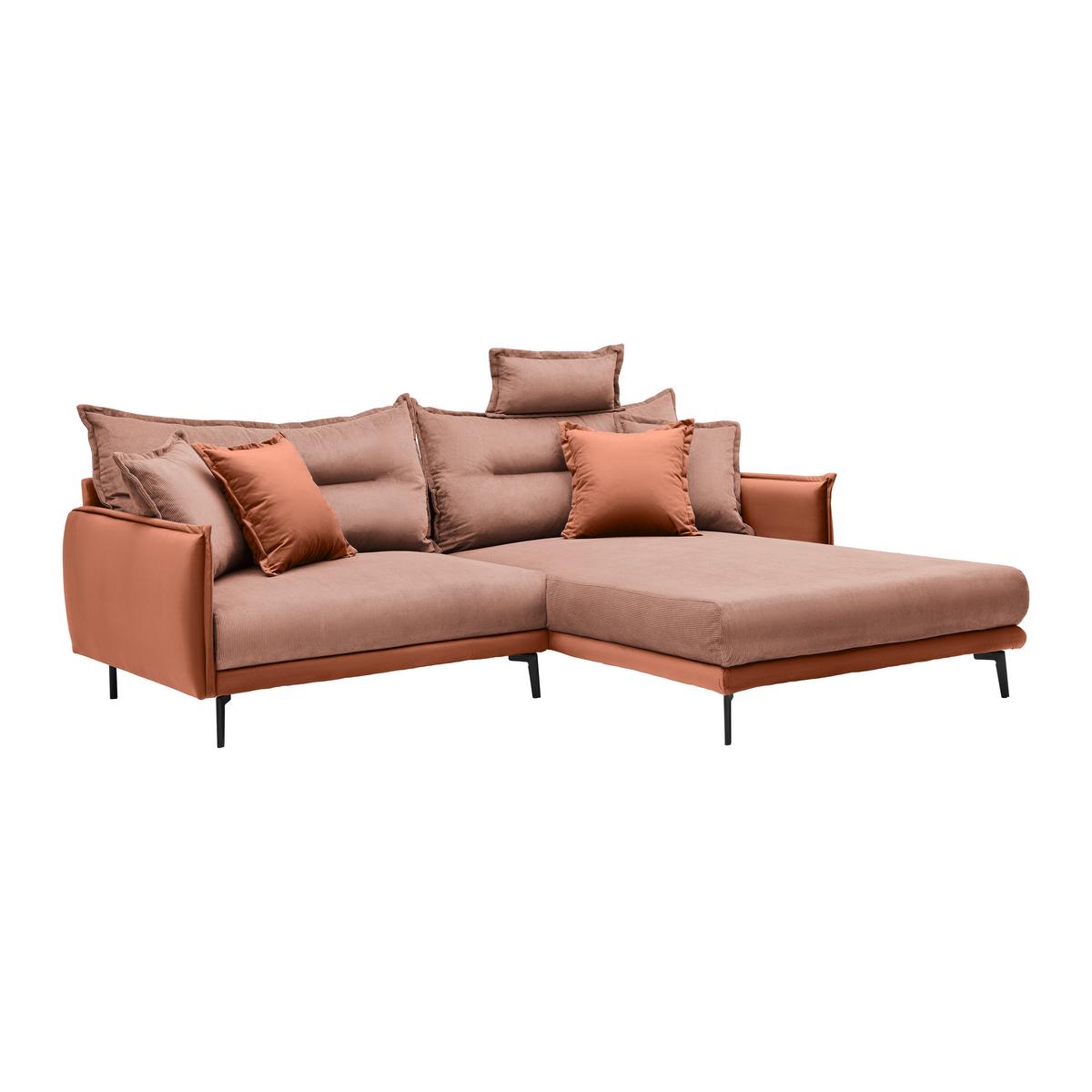 Ecksofa Nuovo Koralle - Koralle/Schwarz, MODERN, Textil/Metall (245/72-113/190cm) - Mömax