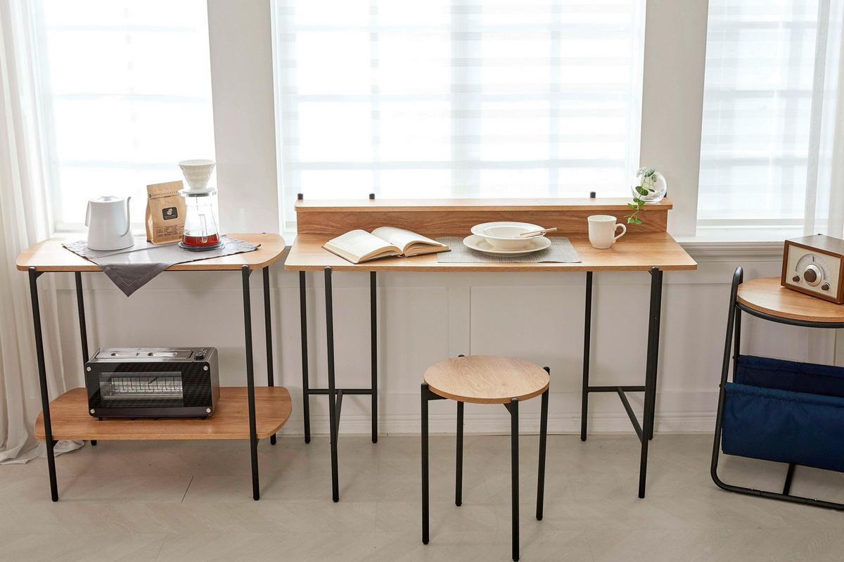 Schreibtisch Naturfarben/Schwarz - Schwarz/Naturfarben, Design, Holzwerkstoff/Metall (120/46/85,5cm) - Livetastic