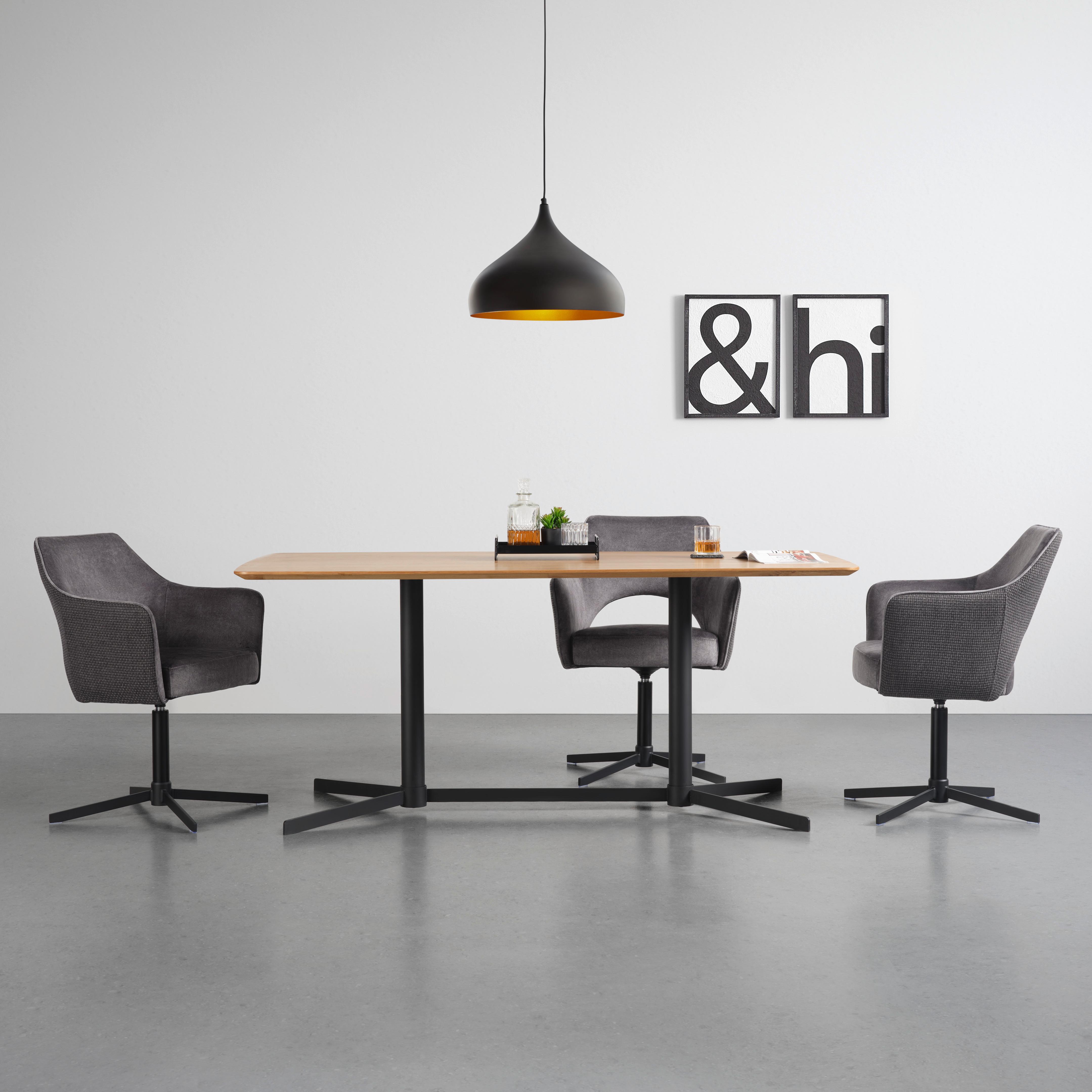 BARBORD VALLETTA - svart/ekfärgad, Modern, metall/trämaterial (80/100/80cm) - Premium Living
