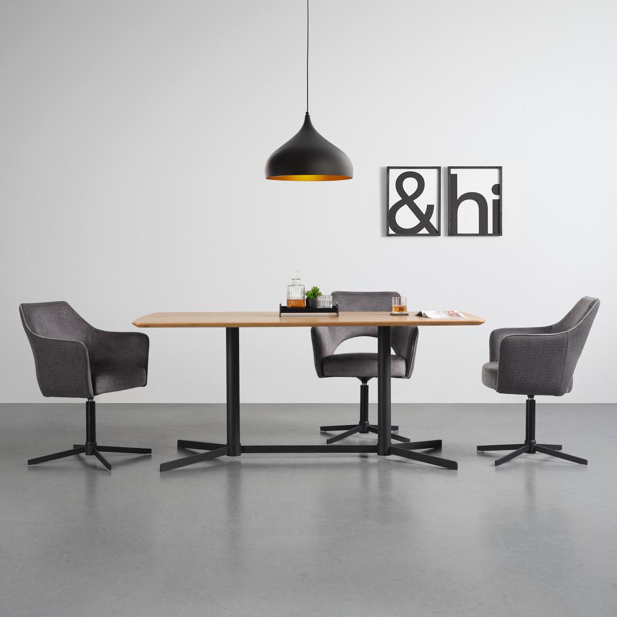 Bartisch Valletta Schwarz/eichefarben - Eichefarben/Schwarz, Modern, Holzwerkstoff/Metall (80/100/80cm) - Premium Living
