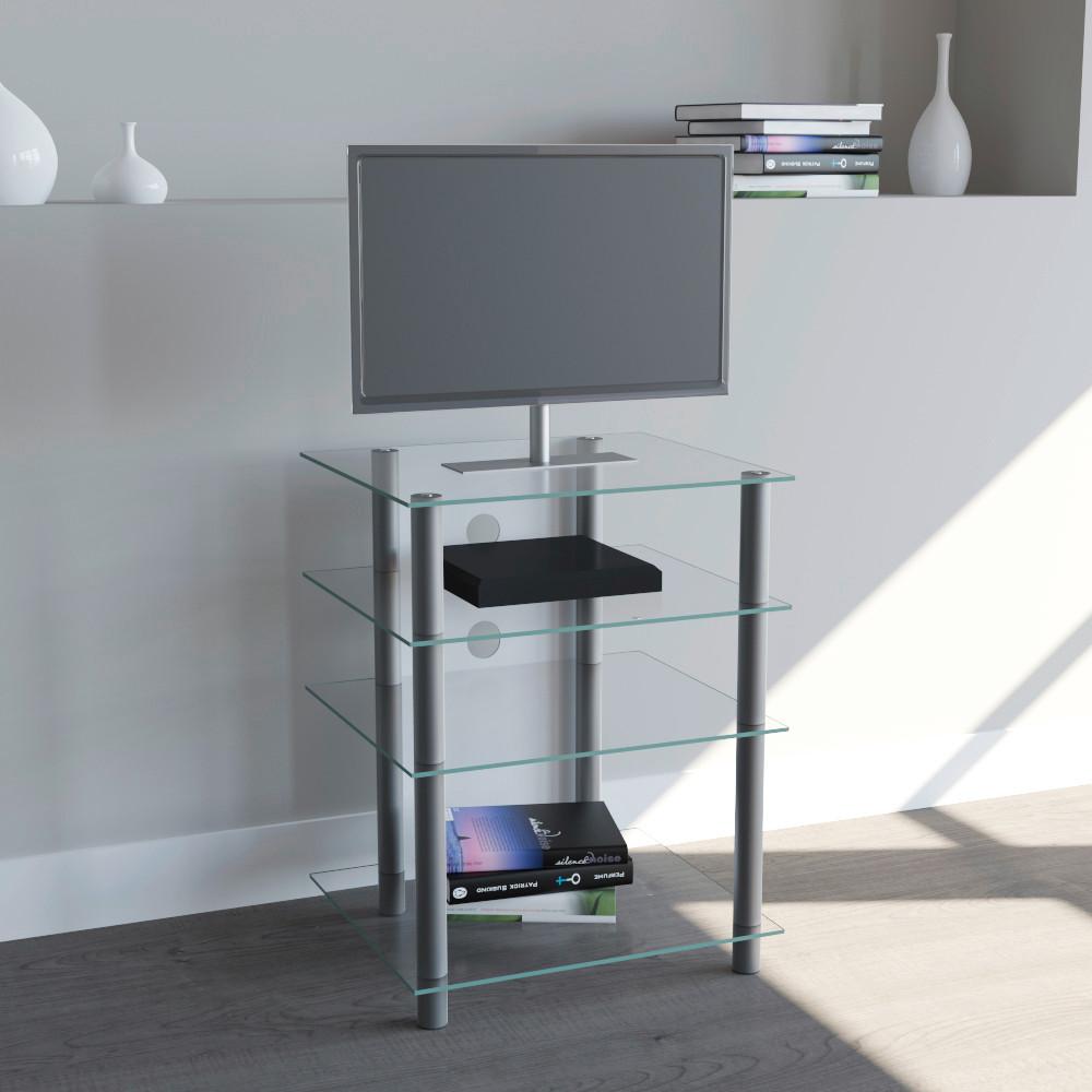 Mizica Za Hi-fi Naprave, Srebrna, 54 Cm - srebrne barve/prozorno, Konvencionalno, kovina/steklo (54/70/47cm) - MID.YOU
