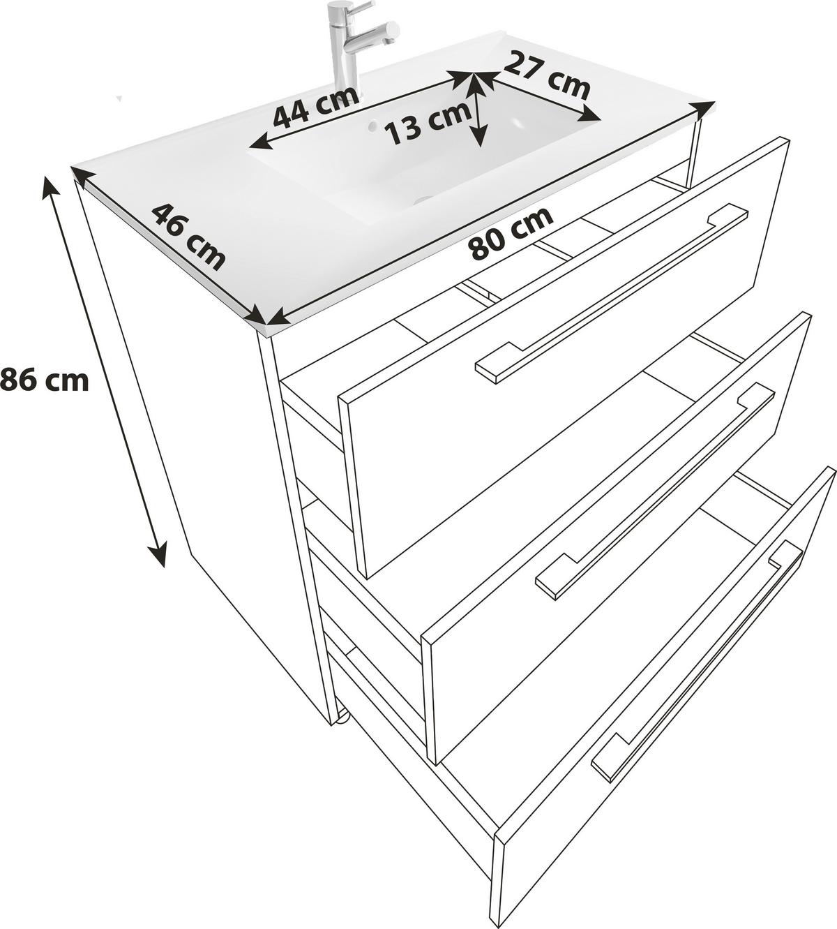 Kopalnica Schubo, Črna - črna/bela, Moderno, kovina/leseni material (146cm) - MID.YOU