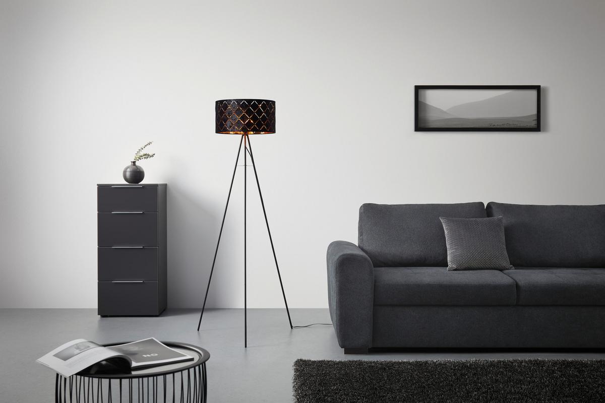 Stoječa Svetilka Evelyn, Črna, 40 W - črna, Trendi, kovina (149cm) - Mömax