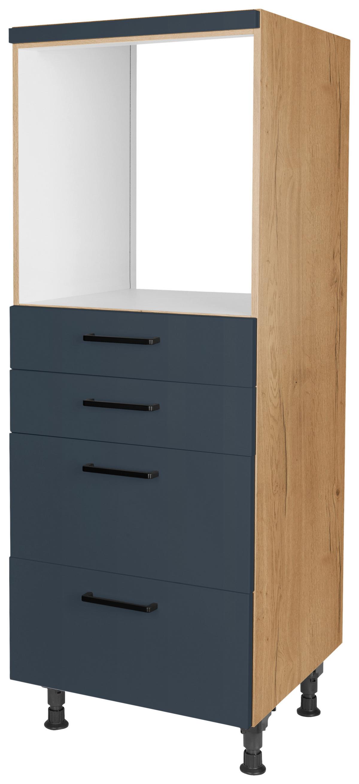Geräteumbauschrank Easytouch Blau - Blau/Eichefarben, MODERN, Holzwerkstoff/Metall (60/168/58cm) - Nobilia