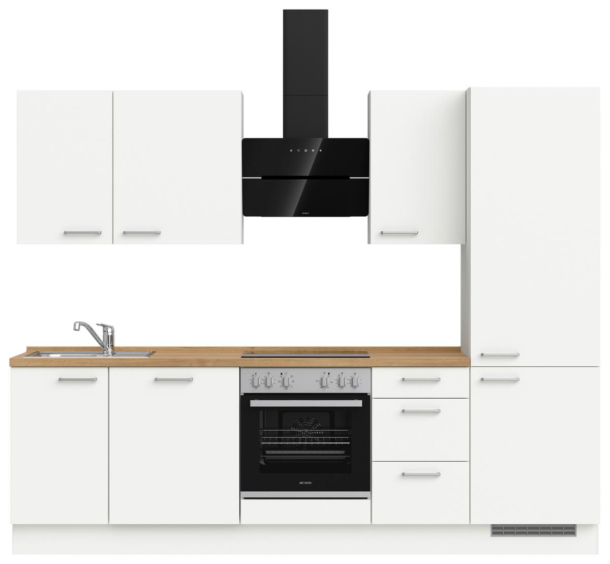 Küchenleerblock Touch High o. Geräte Weiß - Edelstahlfarben/Eichefarben, MODERN, Holzwerkstoff/Metall (270cm) - Nobilia