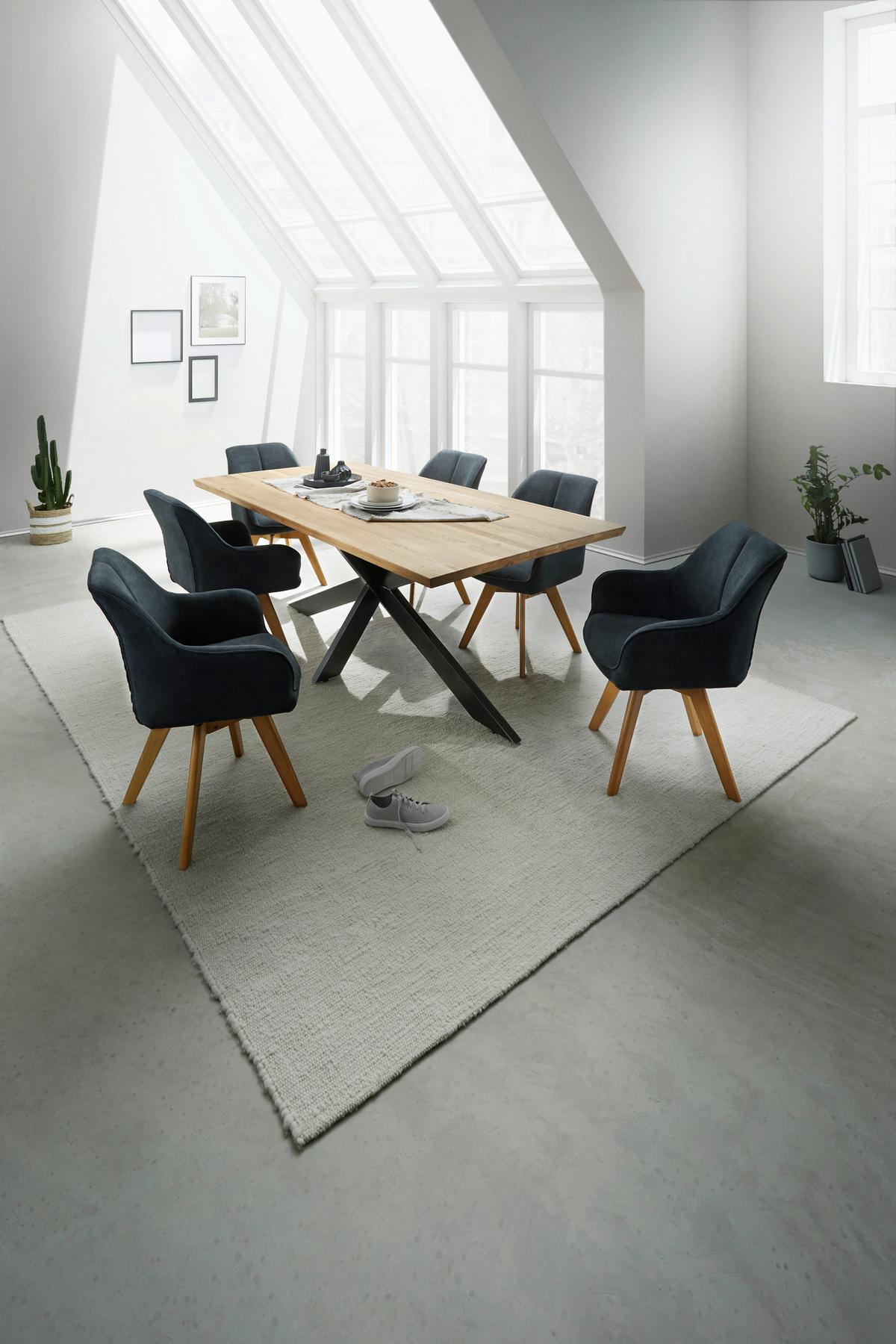 STÓŁ DO JADALNI SPIDER - kolor dębowy/czarny, Design, metal/drewno (200/100/77cm) - Linea Natura