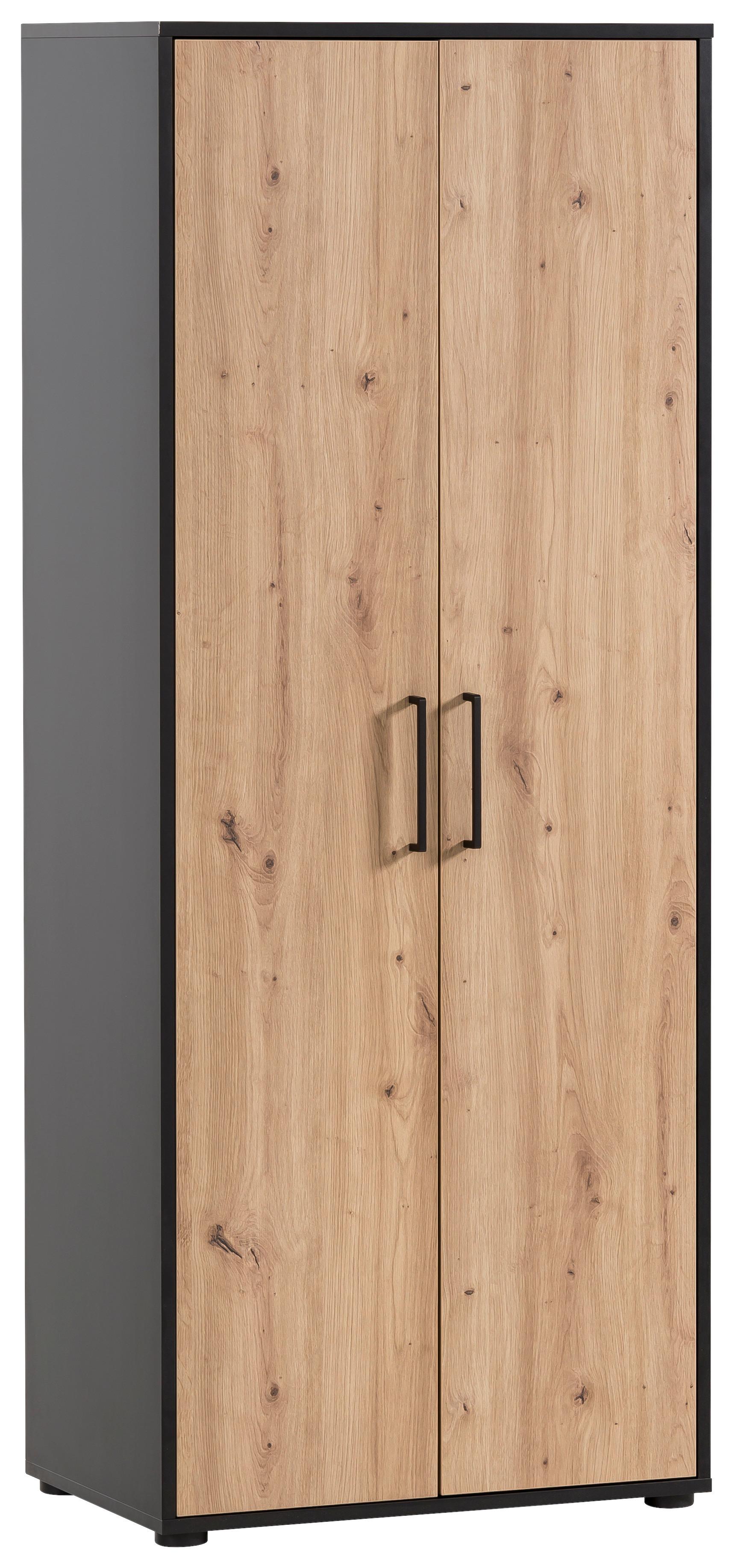 Aktenschrank Aino H650 2T Schwarz/Eiche Artisan - Schwarz/Eiche Artisan, MODERN, Holzwerkstoff (65,1/163,6/41cm) - MID.YOU