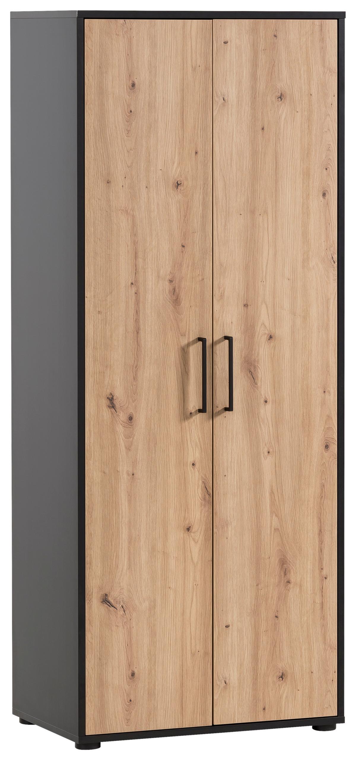 Aktenschrank Aino H650 2T Schwarz/Eiche Artisan - Schwarz/Eiche Artisan, MODERN, Holzwerkstoff (65,1/163,6/41cm) - MID.YOU