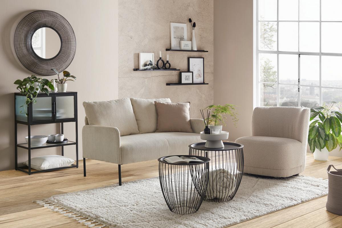 Zofa Cord - črna/bež, Moderno, kovina/tekstil (120/82/79cm) - Mömax