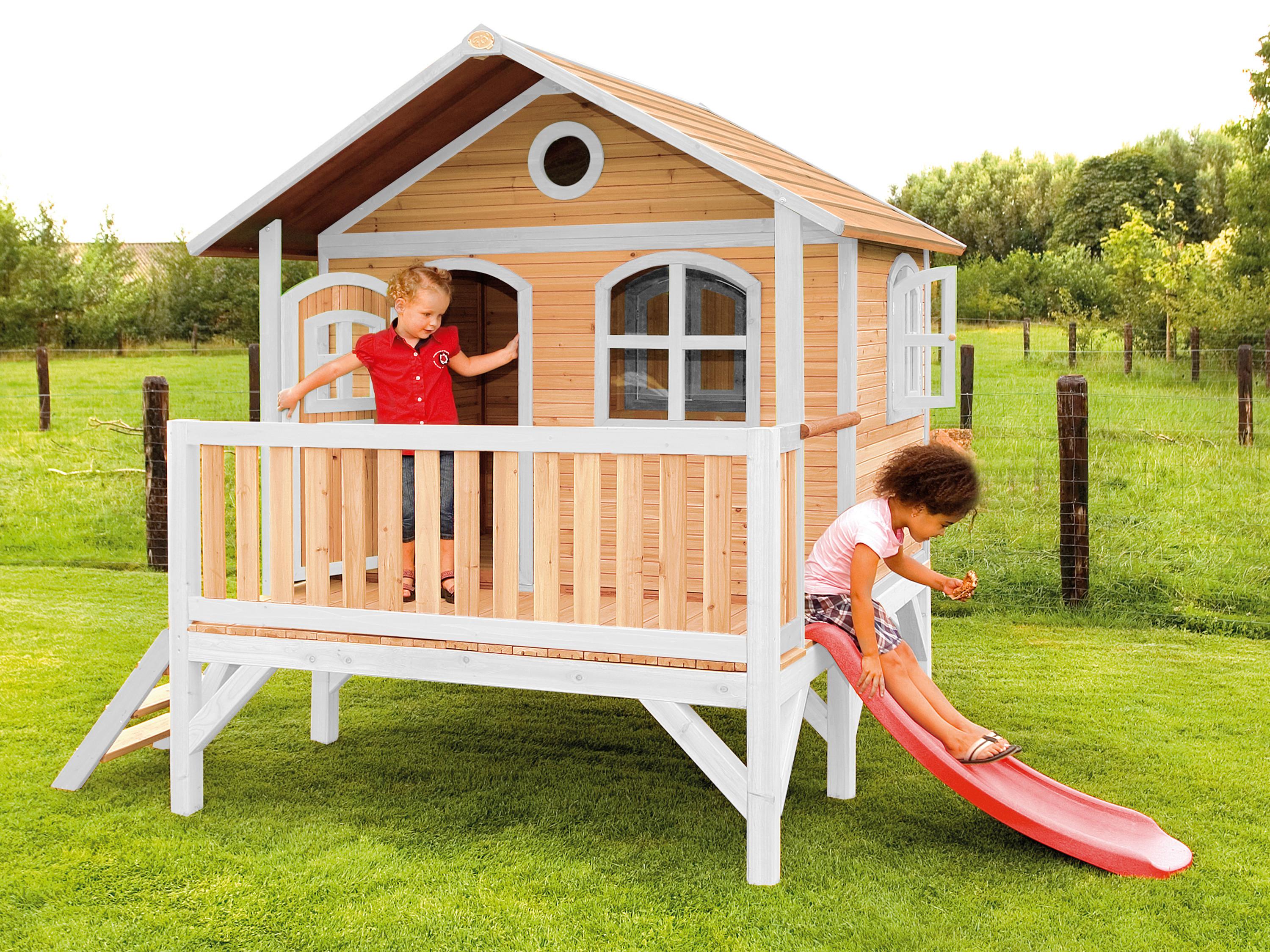 SPIELHAUS A030.040.21 - Hellrot/Rot, KONVENTIONELL, Holz/Kunststoff (349/233/212cm) - Ambia Garden