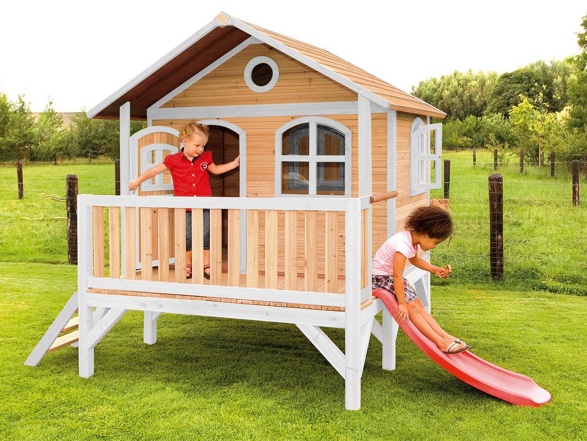 SPIELHAUS A030.040.21 - Hellrot/Rot, KONVENTIONELL, Holz/Kunststoff (349/233/212cm) - Ambia Garden