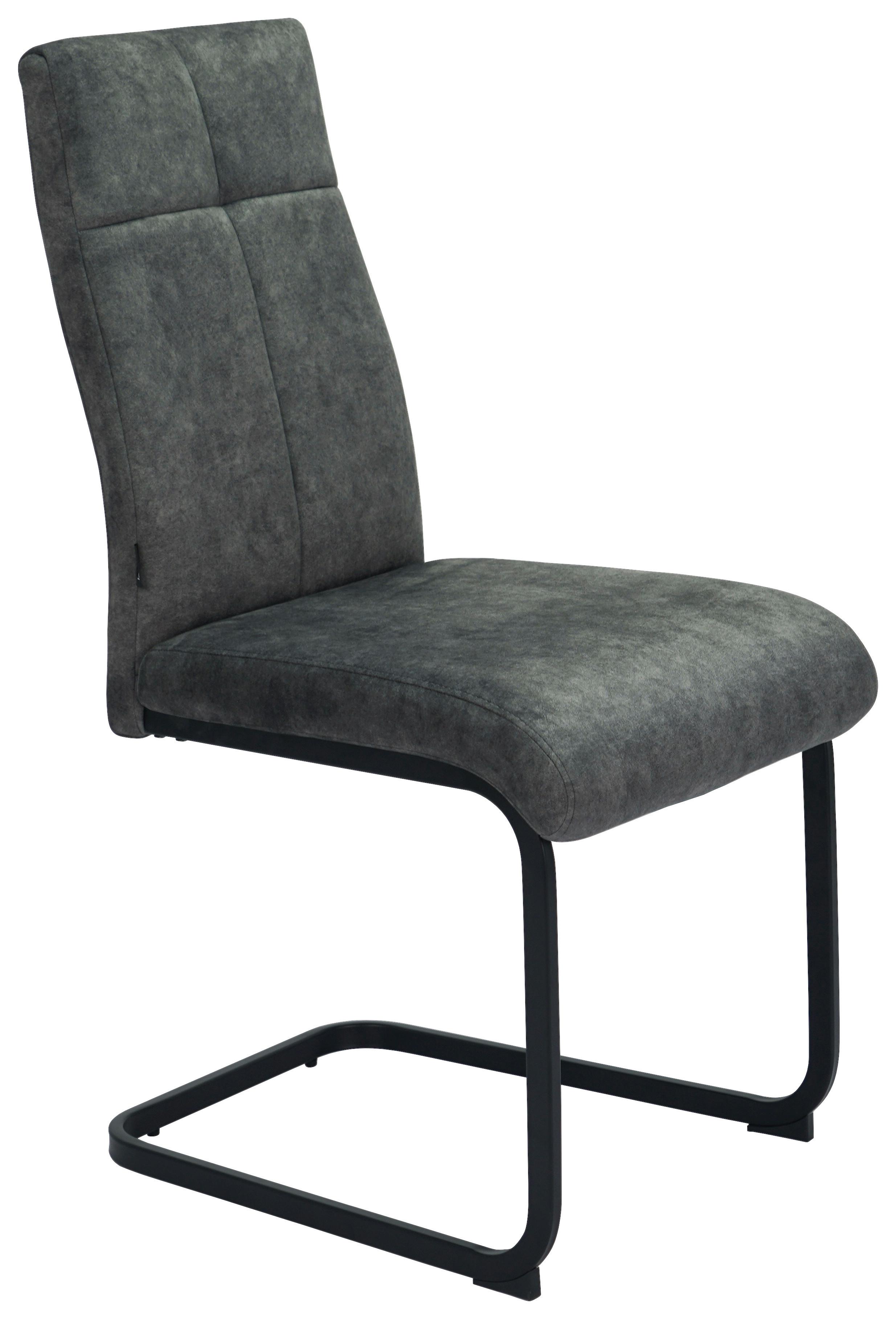 KRZESŁO NA PŁOZIE GISMO - antracytowy/czarny, Design, metal/tkanina (45/92/62cm) - Novel