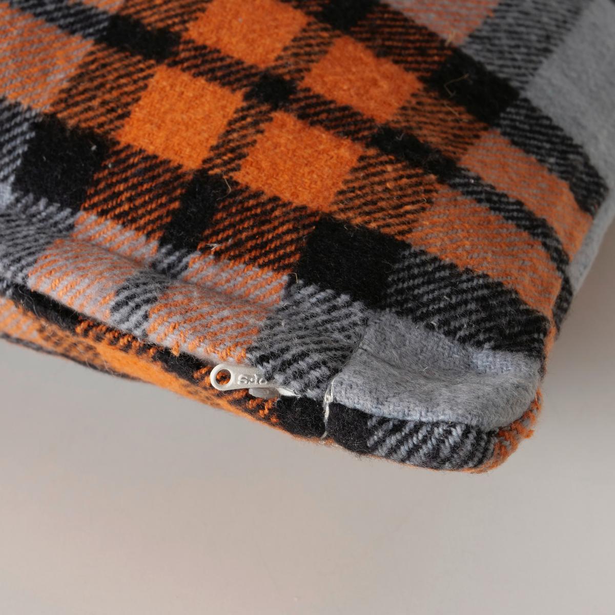 Zierkissen Karo Grau/Orange ca. 45x45cm - Orange/Grau, ROMANTIK / LANDHAUS, Textil (45/45cm)