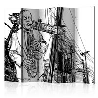 Paravan Saxophone Recital I, 5-Delni, Dvostranski - črna/bela, Basics, tekstil/les (225/172/3cm) - artgeist