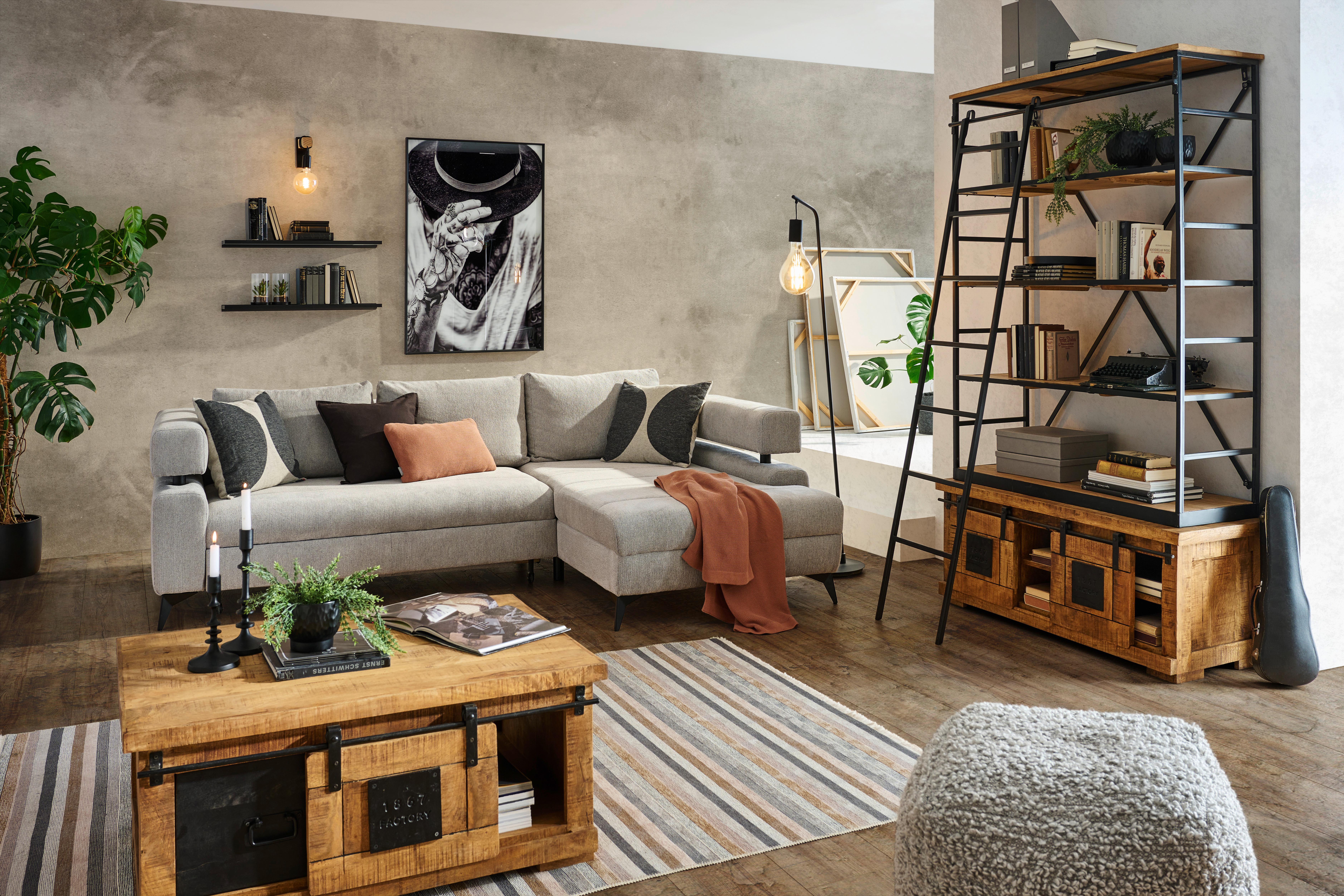 Kutna Garnitura Rosalie - svijetlo siva/crna, Konvencionalno, tekstil/metal (265/184cm) - Modern Living