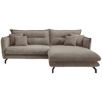 Wohnlandschaft Lava Graubraun Cord - Graubraun/Schwarz, MODERN, Textil/Metall (255/180cm) - Livetastic