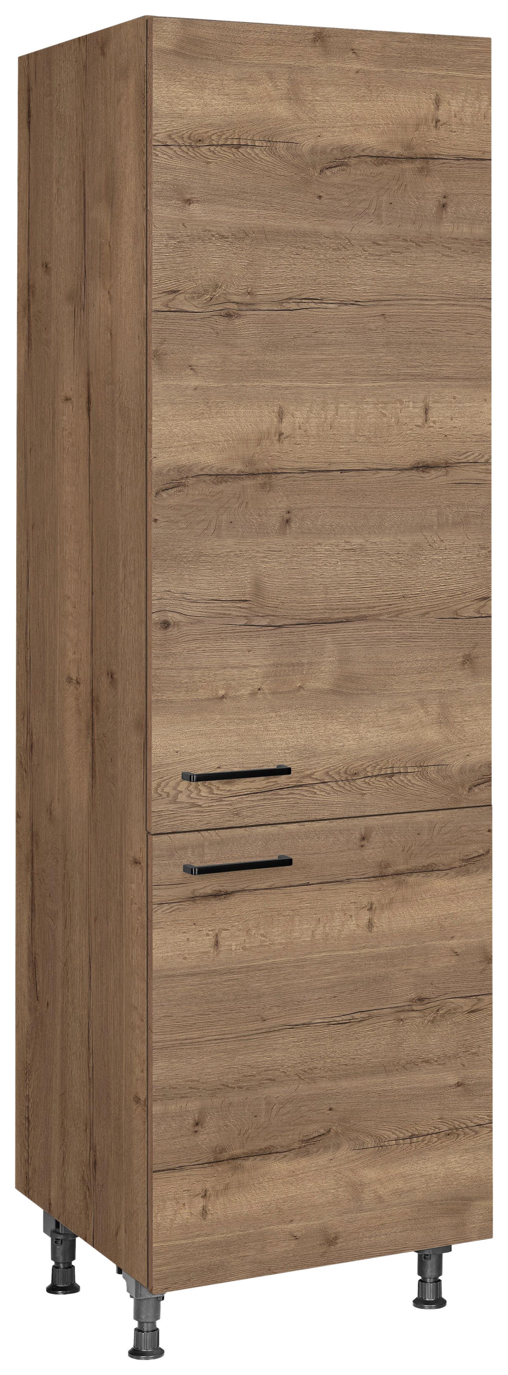 Geschirrschrank Structura Eiche dunkel - Eiche dunkel/Schwarz, MODERN, Holzwerkstoff/Metall (60/216,6/58cm) - Nobilia