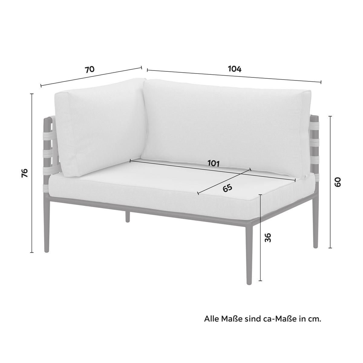 Loungegarnitur Enja Hellgrau Metall/Outdoorstoff +Abdeckung - Hellgrau/Schwarz, MODERN, Kunststoff/Textil (104/60/70cm) - Bessagi Garden