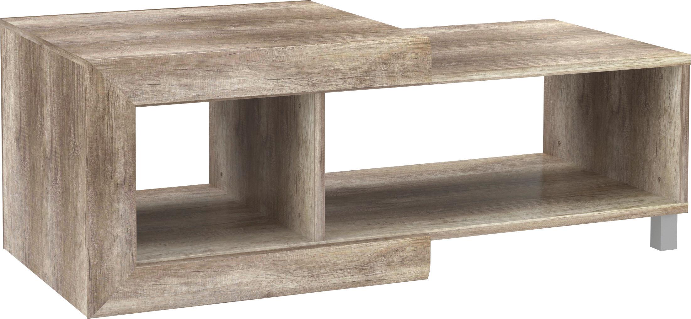 Măsuță de cafea GENETIC - culoare crom/culoare lemn stejar, Konventionell, plastic/metal (131,2/49/60,2cm) - Modern Living