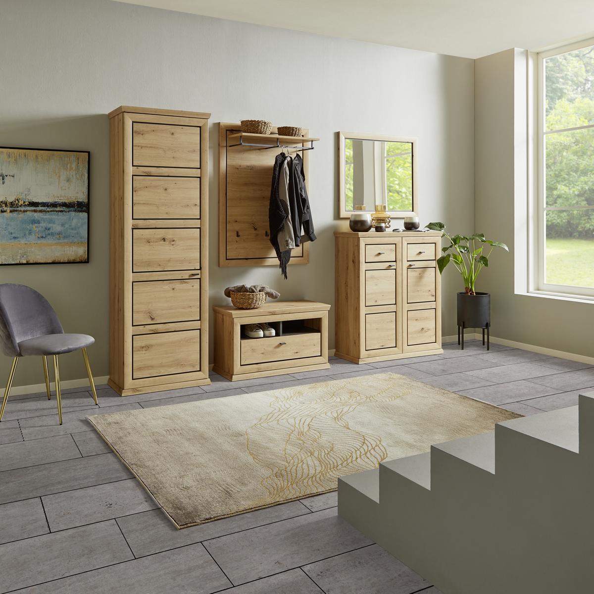 Ogledalo Harvey, 87 X 76 Cm - barve hrasta/antracit, Trendi, leseni material (87/76/2,5cm) - Mömax
