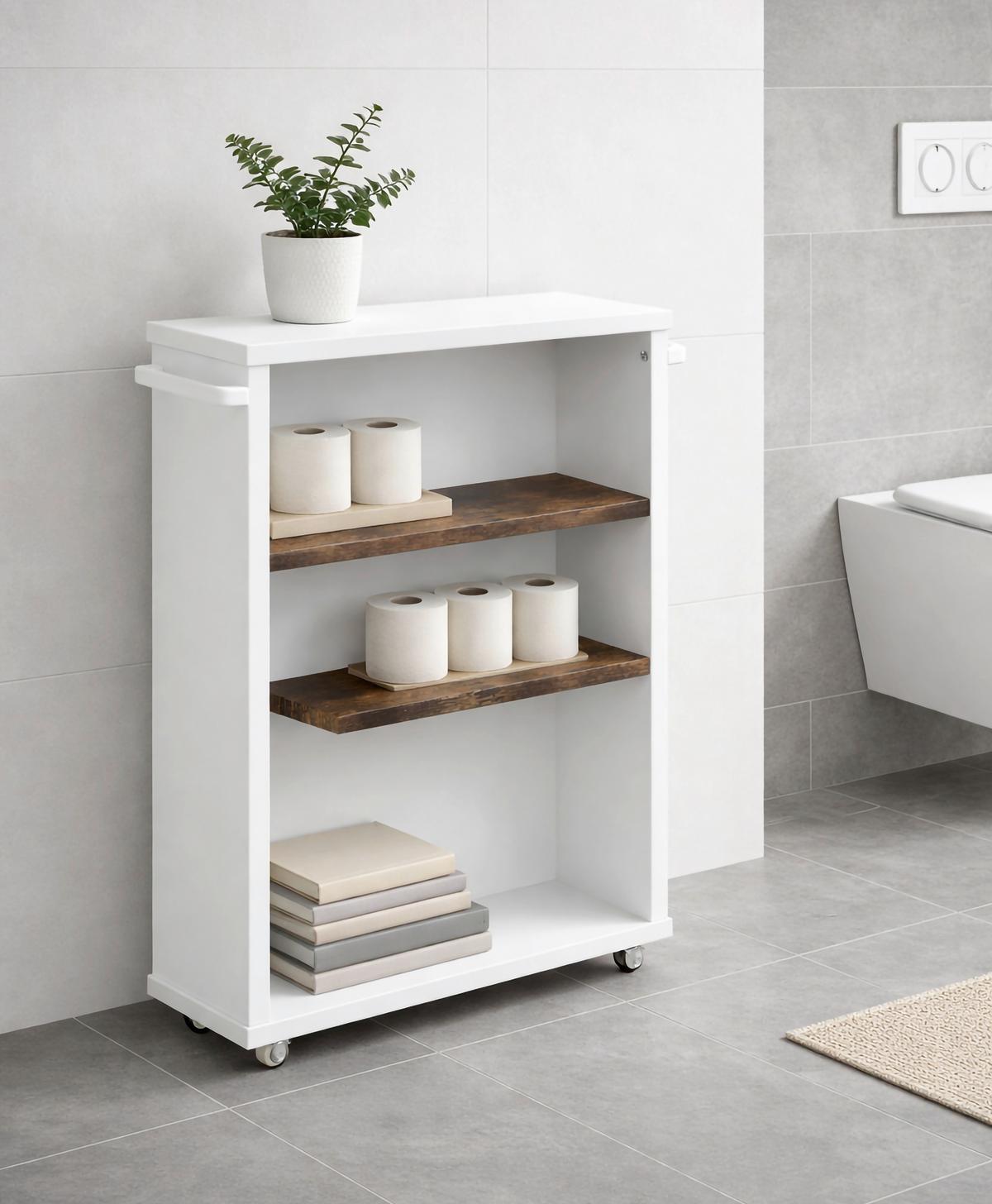Midischrank Nilari - Weiss/Eichefarben, Trend, Holzwerkstoff/Kunststoff (20/61/45cm) - MID.YOU