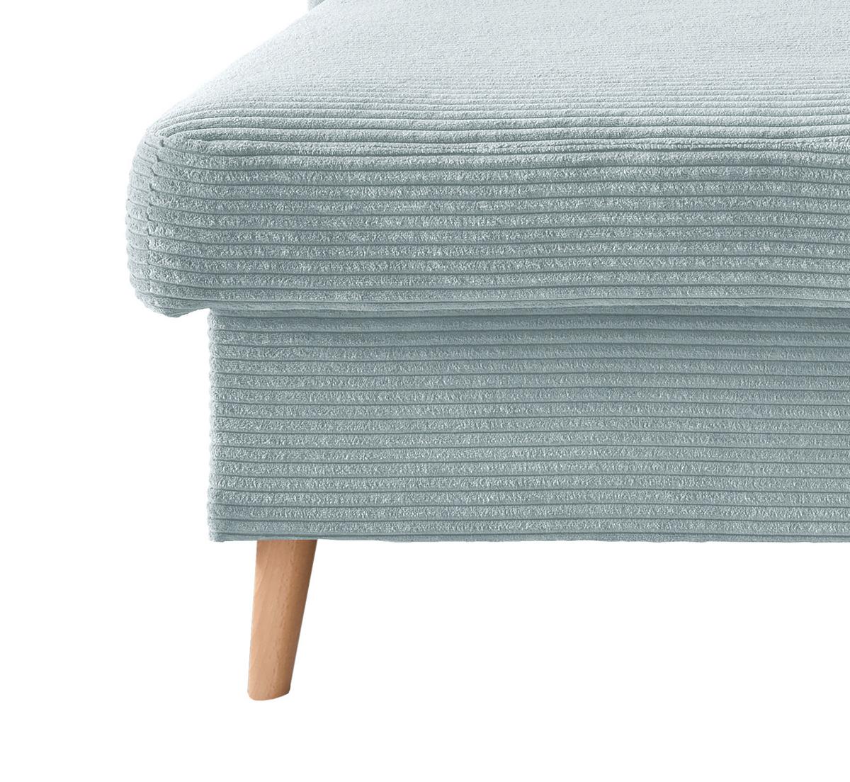 Ecksofa Valentina Hellblau Cord - Naturfarben/Hellblau, Design, Holz/Textil (150/228cm) - P & B