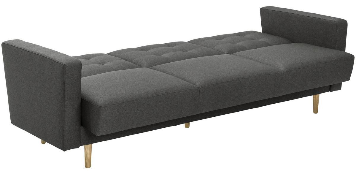 3-Sitzer-Sofa Jasmin Anthrazit Flachgewebe mit Schlaffunktion - Anthrazit/Eschefarben, MODERN, Holz/Textil (224/81/83cm) - Max Winzer