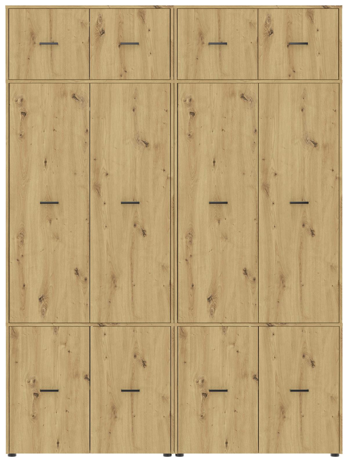 Kleiderschrank Kivo Eiche Artisan - Schwarz/Eiche Artisan, Basics, Holzwerkstoff/Kunststoff (180/239,40/52,1cm) - Based