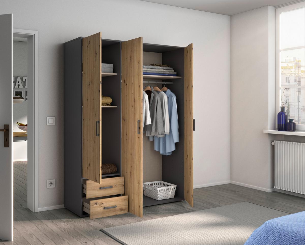 DULAP USI ROTATIVE VOYAGER - stejar Artisan/gri, Modern, material pe bază de lemn (140/194/53cm) - Modern Living