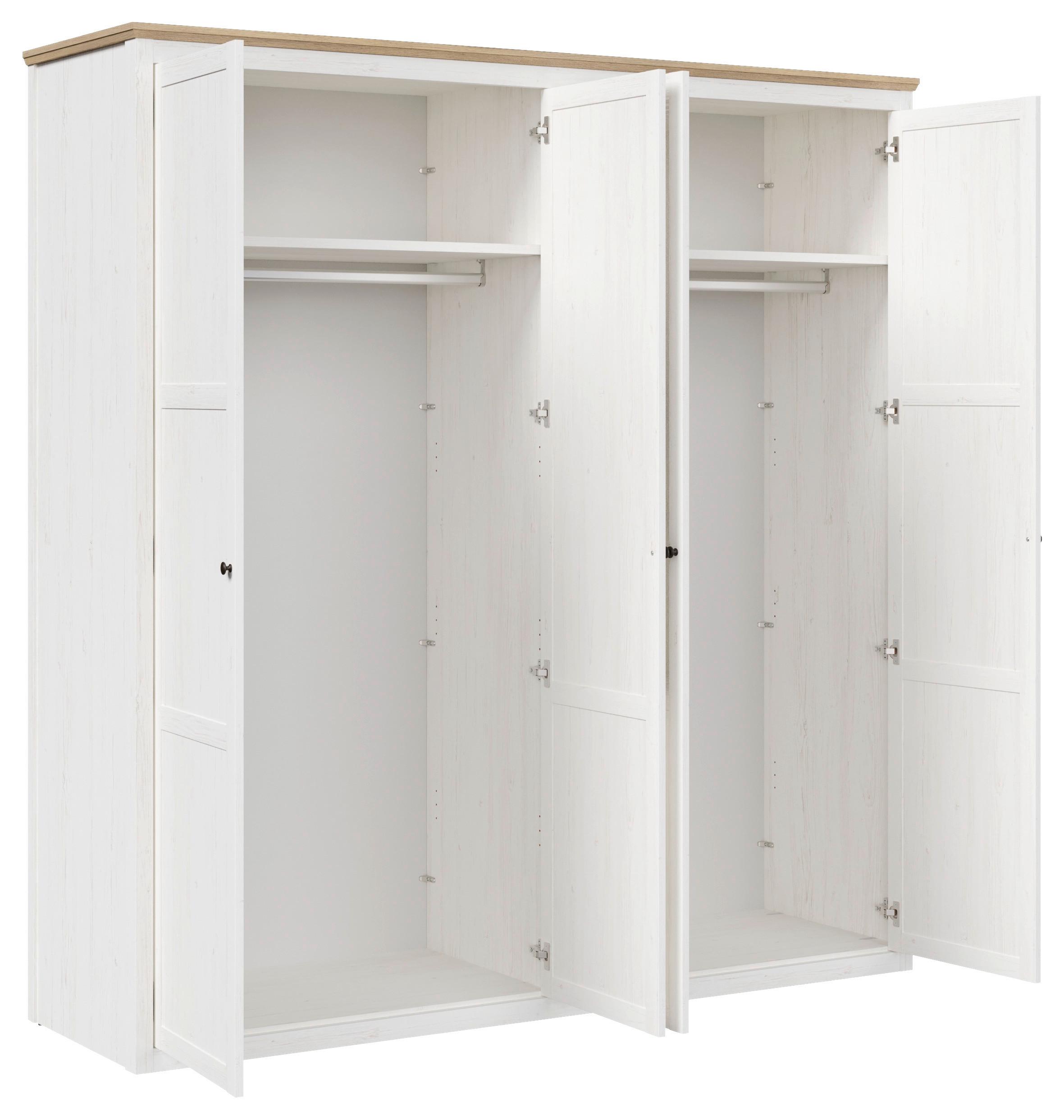 GARDEROB MED GÅNGJÄRNSDÖRRAR KORSIKA -EXKLUSIV- - svart/ekfärgad, Romantik / Lanthus, metall/trämaterial (208,6/219,7/62cm) - Mömax