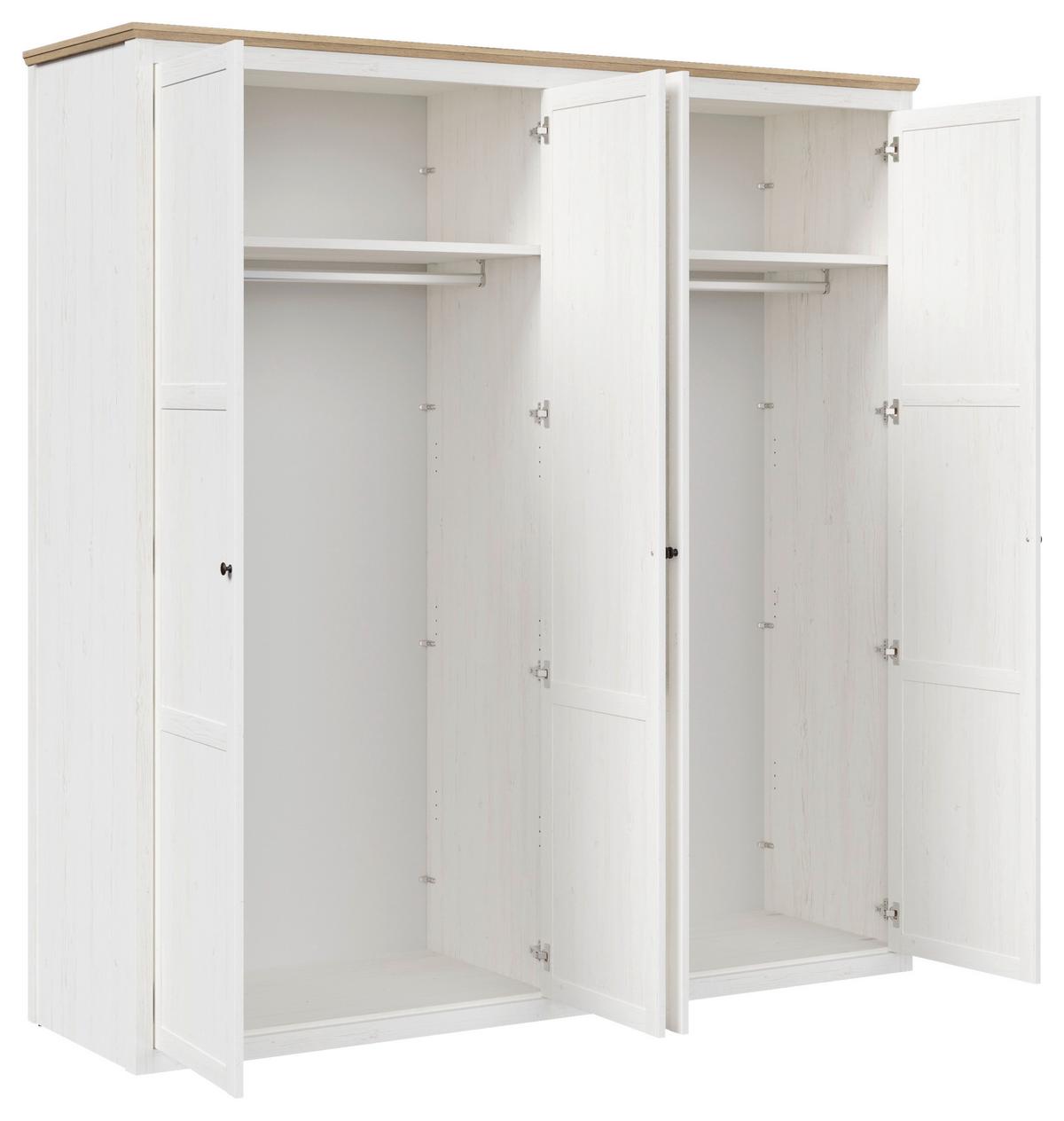 Drehtürenschrank Korsika Eiche-/Pinienfarben - Eichefarben/Schwarz, ROMANTIK / LANDHAUS, Holzwerkstoff/Metall (208,6/219,7/62cm) - Mömax