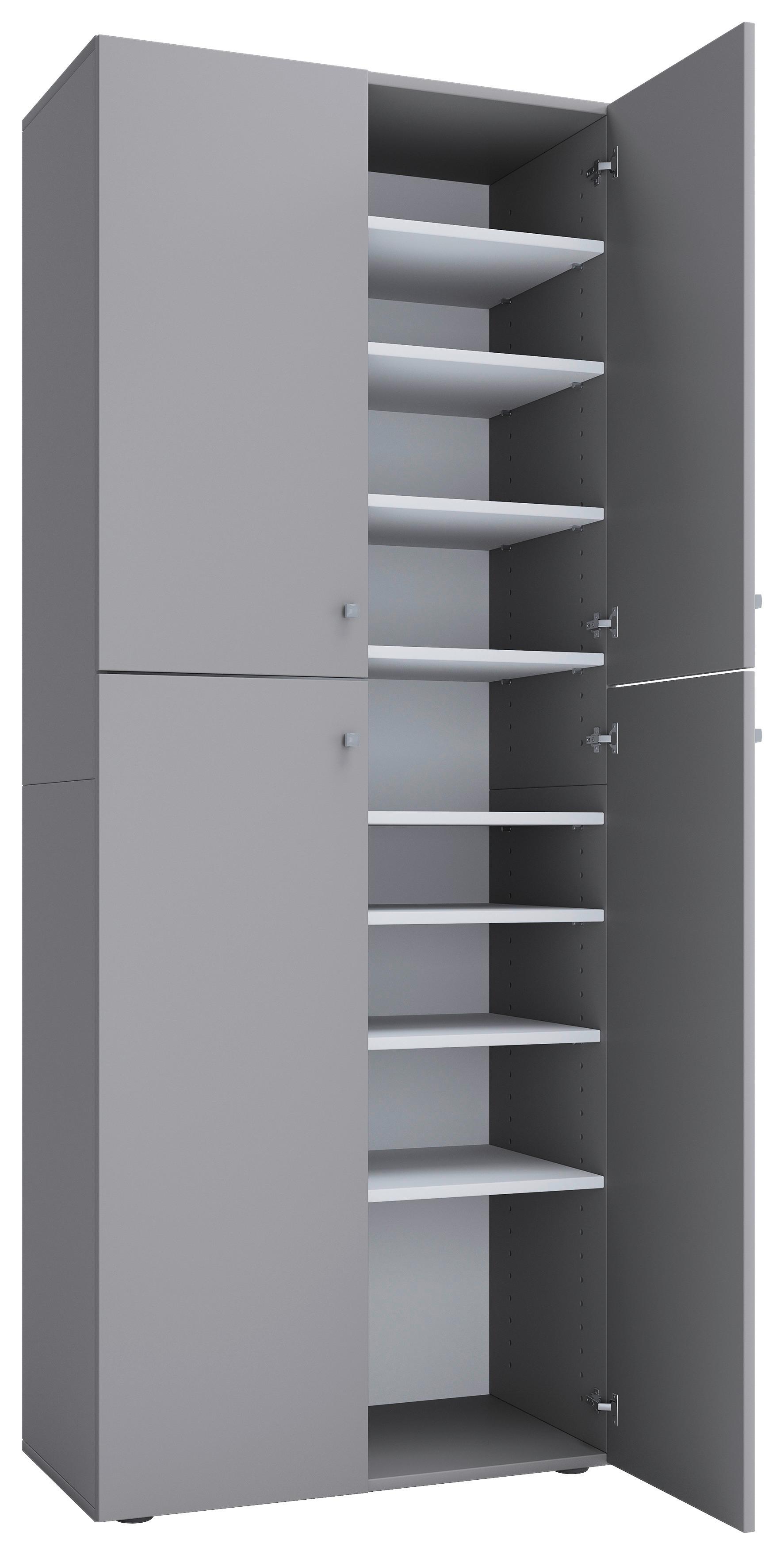 Schuhschrank Lona XXL ca.710x182x37cm Grau - Silberfarben/Schwarz, KONVENTIONELL, Holzwerkstoff/Kunststoff (70/182/37cm) - MID.YOU