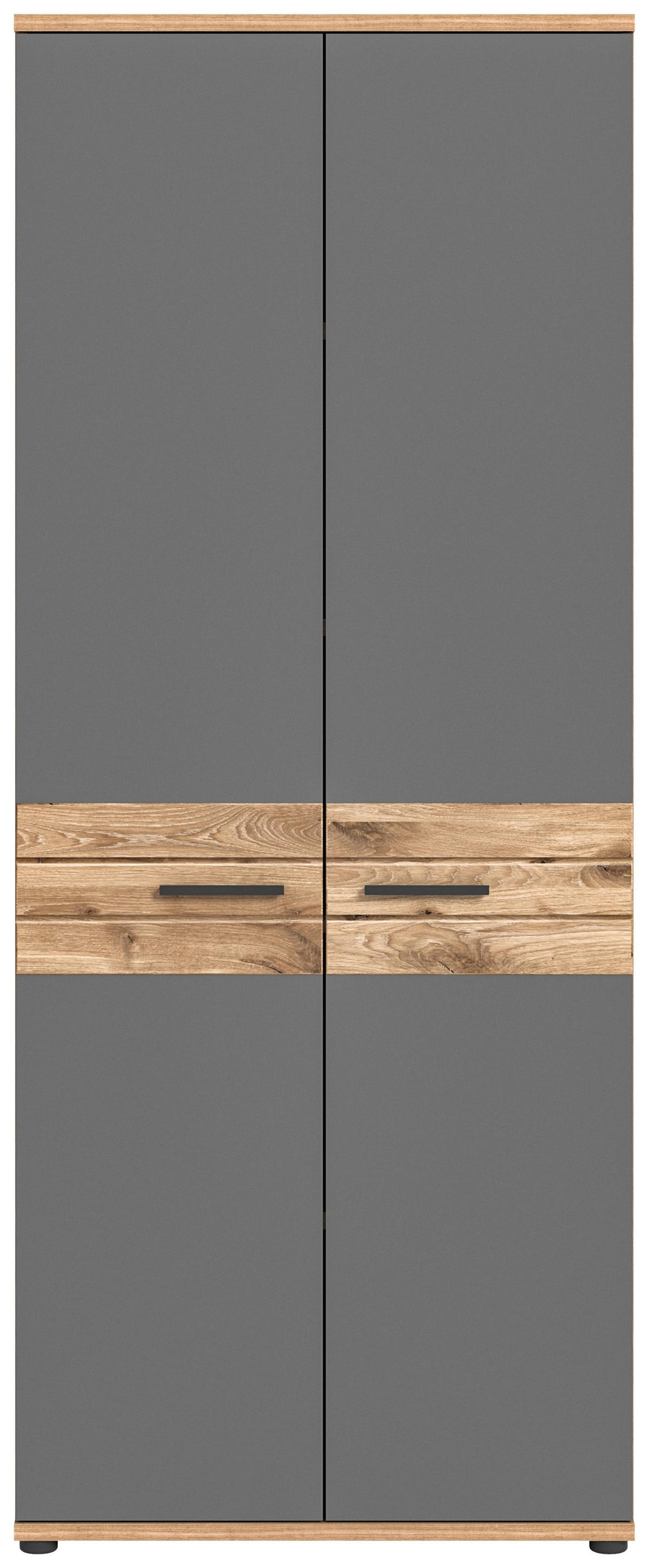 Aktenschrank Mason ca. 80x199 cm Eiche/Grau - Holzwerkstoff (80/199/37cm) - MID.YOU