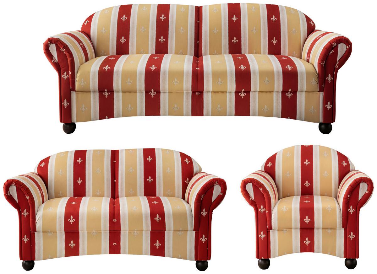 Sitzgarnitur Torello Rot Mikrofaser - Wengefarben/Rot, KONVENTIONELL, Holz/Textil (439/84/80cm) - Livetastic