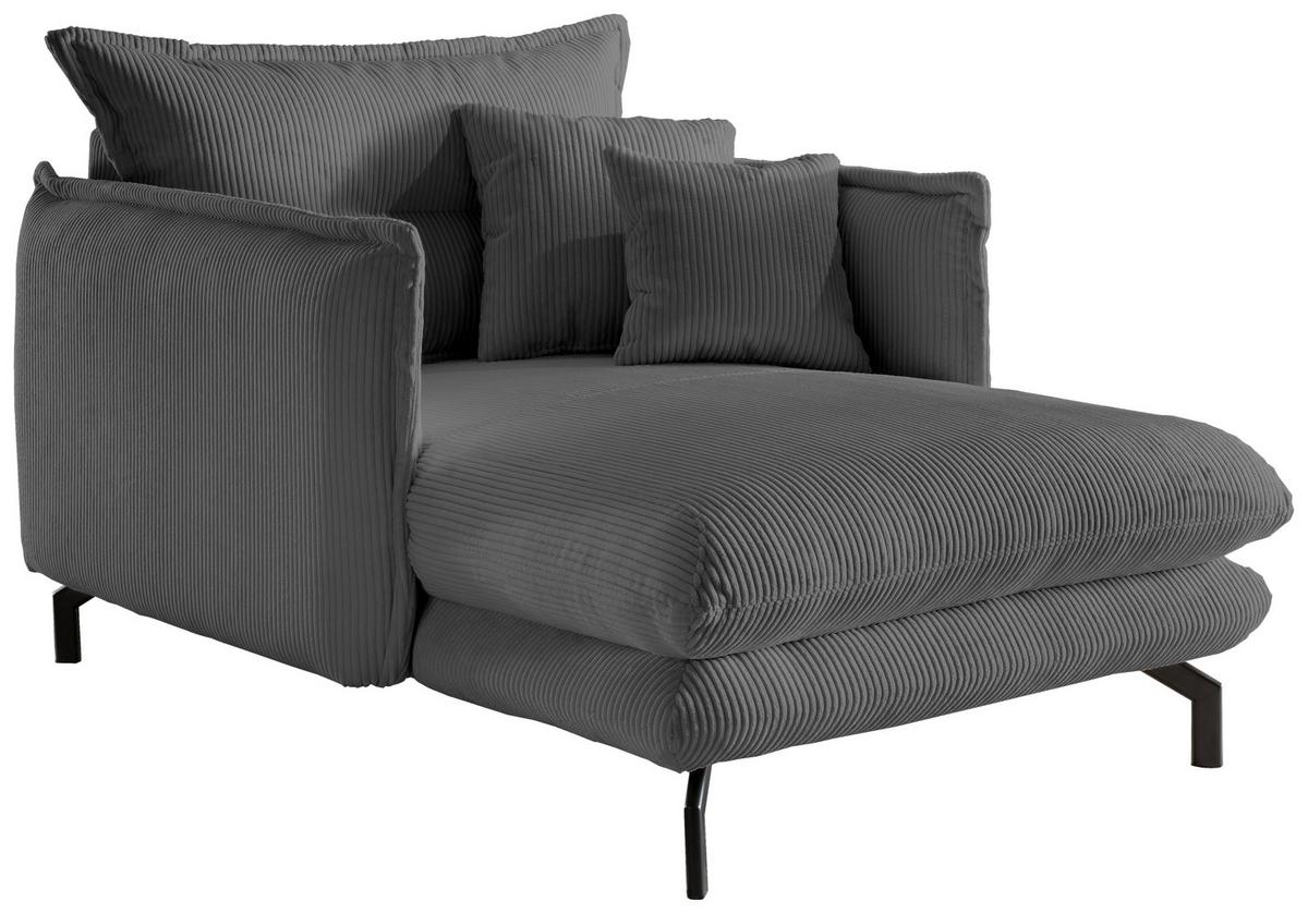 Relaxsessel Lava Grau Cord - Schwarz/Grau, MODERN, Textil/Metall (111/101/167cm) - Livetastic