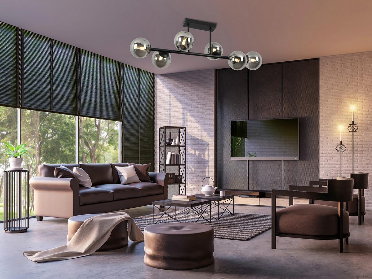 Deckenleuchte Lisib in Schwarz/Chrom max. 10 Watt - Chromfarben/Schwarz, MODERN, Glas/Metall (85/28/27cm) - Modern Living