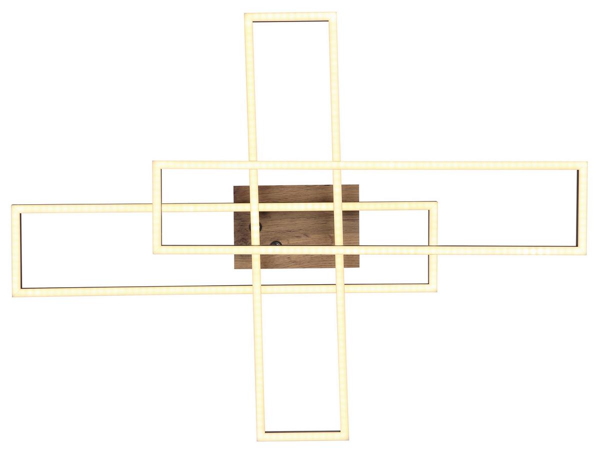 LED-DECKENLEUCHTE 67208-40 DAKARI - Chromfarben/Weiss, Design, Holzwerkstoff/Kunststoff (80/60/10cm) - Globo